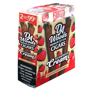 Da Woods Premium Cut Leaf Cigars Strawberry Cream 15 Packs of 2