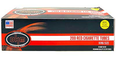 OHM Cigarette Tubes Red King Size 200 ct
