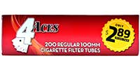 4 Aces Cigarette Tubes Regular 100s PP 2.89 200ct Box