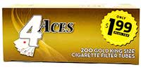 4 Aces Cigarette Tubes Gold King Size PP 1.99 200ct Box