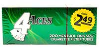 4 Aces Cigarette Tubes Menthol King Size PP 2.49 200ct Box