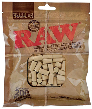 Raw Natural Cotton Filter Tips 200ct Bag